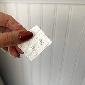 Elegant Silver Tone Key Heart Stud Earrings